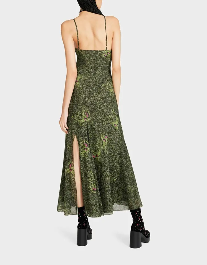 Women ADDISON MIDI DRESS GREEN LEOPARD Leopard Betsey Johnson