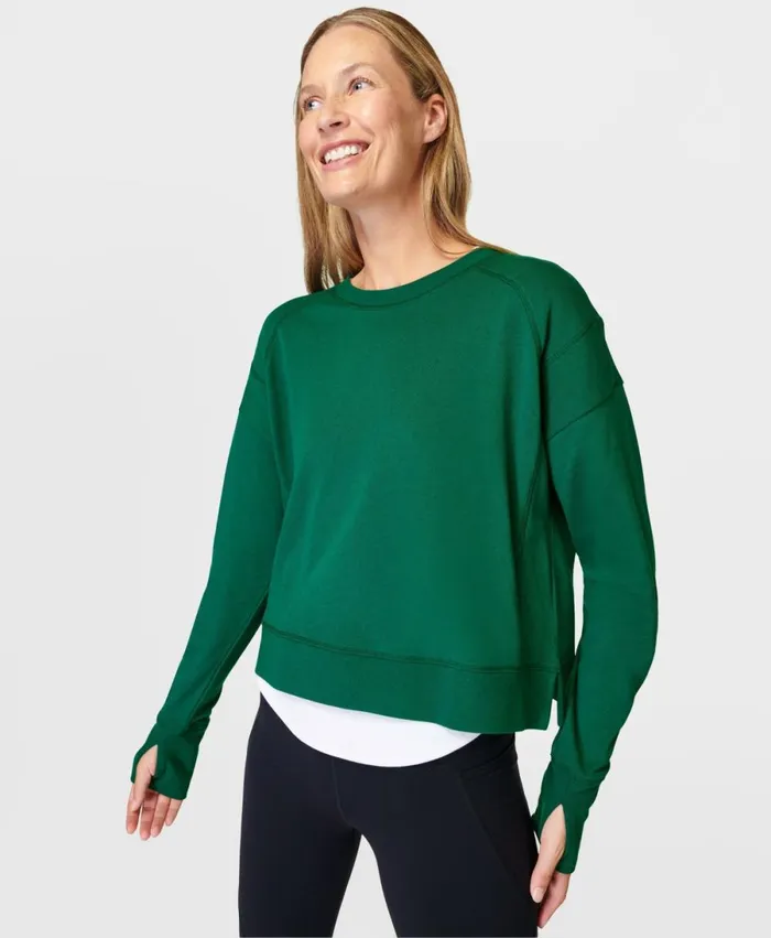 Women After Class Crop Sweatshirt Retro Green Sweaty Betty Jumpers Hoodies