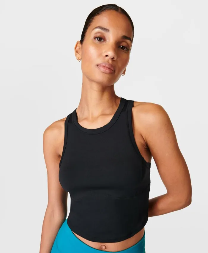 Women All Day Racerback Crop Vest Black Sweaty Betty Vest Tops