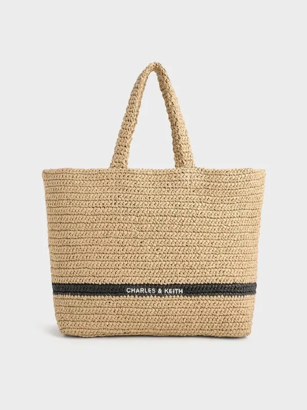 Women Allegra Knitted Tote Bag 8211 Beige CHARLES and KEITH Tote Bags
