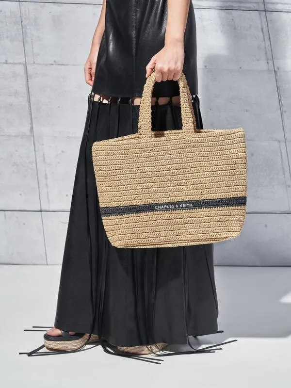 Women Allegra Knitted Tote Bag 8211 Beige CHARLES and KEITH Tote Bags