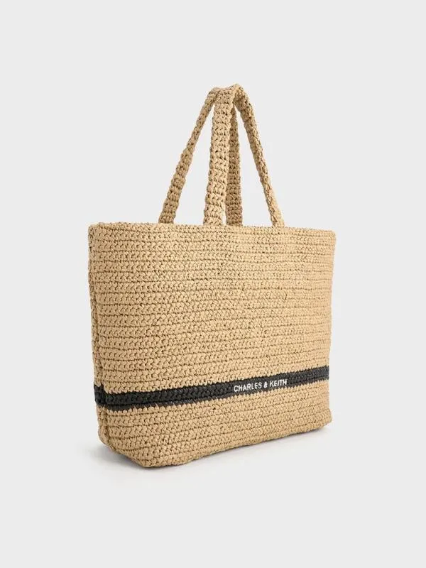 Women Allegra Knitted Tote Bag 8211 Beige CHARLES and KEITH Tote Bags