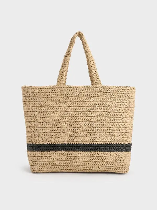 Women Allegra Knitted Tote Bag 8211 Beige CHARLES and KEITH Tote Bags