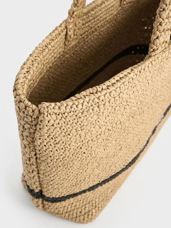Women Allegra Knitted Tote Bag 8211 Beige CHARLES and KEITH Tote Bags