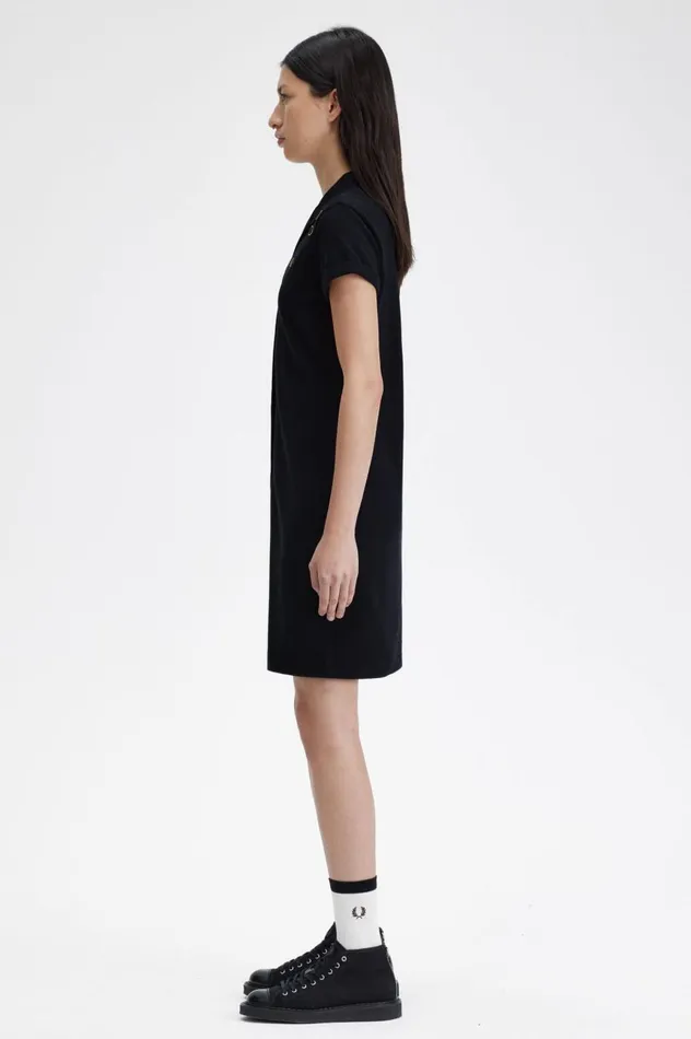 Women Amy Winehouse FoundationButton Through Pique Shirt Dress Black Fred Perry Dresses