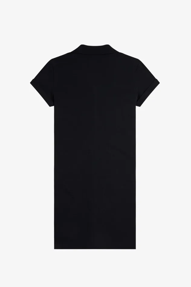 Women Amy Winehouse FoundationButton Through Pique Shirt Dress Black Fred Perry Dresses