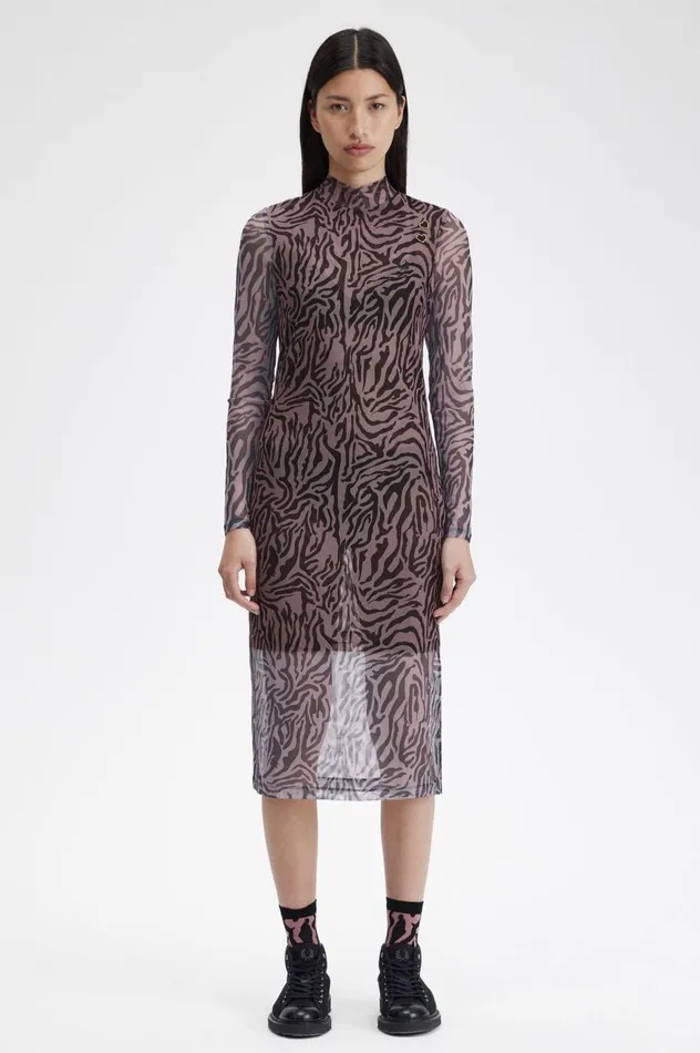 Women Amy Winehouse FoundationZebra Print Mesh Dress Dusty Rose Pink Fred Perry Dresses Women Amy Winehouse FoundationZebra Print Mesh Dress Dusty Rose Pink Fred Perry Dresses