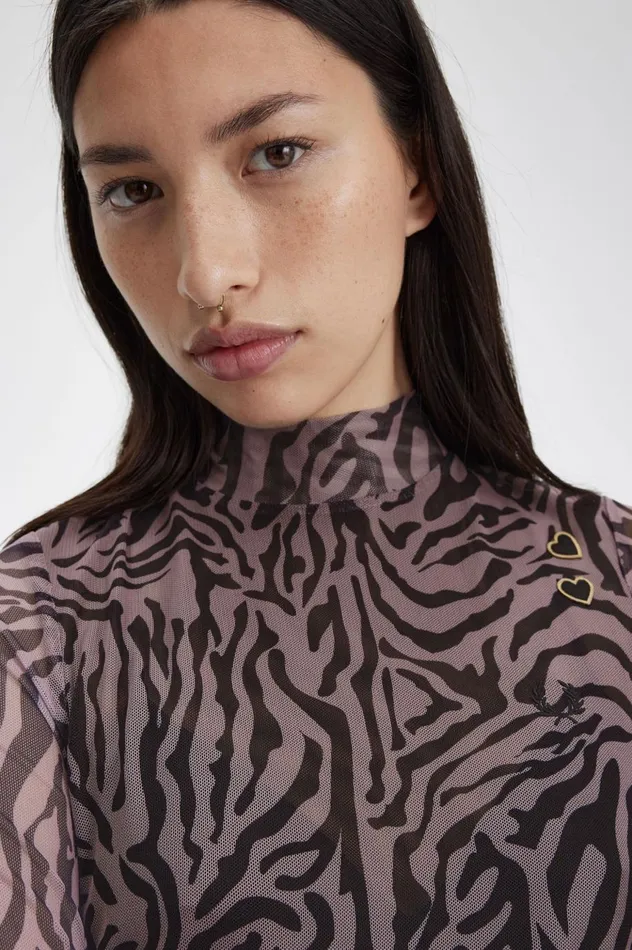 Women Amy Winehouse FoundationZebra Print Mesh Dress Dusty Rose Pink Fred Perry Dresses Women Amy Winehouse FoundationZebra Print Mesh Dress Dusty Rose Pink Fred Perry Dresses