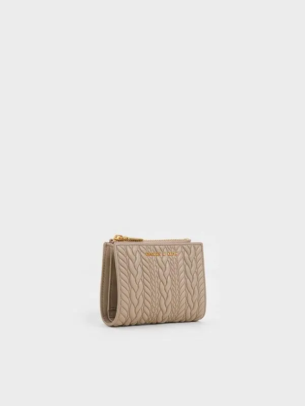 Women Apolline Textured TopZip Wallet 8211 Taupe CHARLES and KEITH Small Wallets