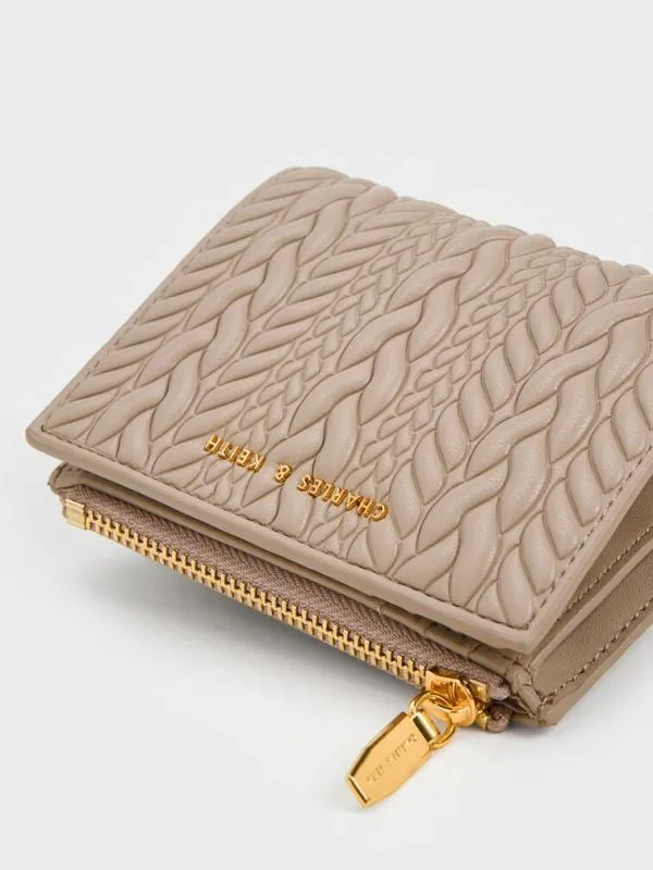 Women Apolline Textured TopZip Wallet 8211 Taupe CHARLES and KEITH Small Wallets
