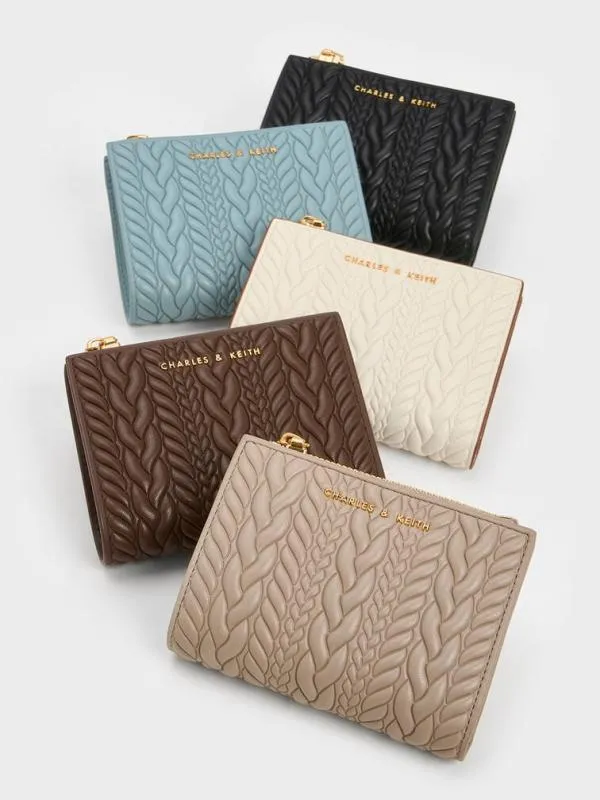 Women Apolline Textured TopZip Wallet 8211 Taupe CHARLES and KEITH Small Wallets