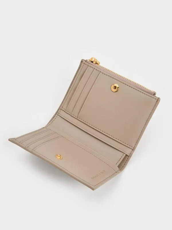 Women Apolline Textured TopZip Wallet 8211 Taupe CHARLES and KEITH Small Wallets