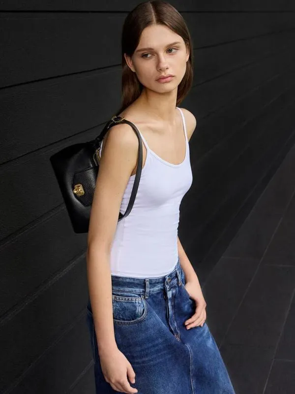 Women Arwen Belted Shoulder Bag 8211 Black CHARLES and KEITH Shoulder Bags