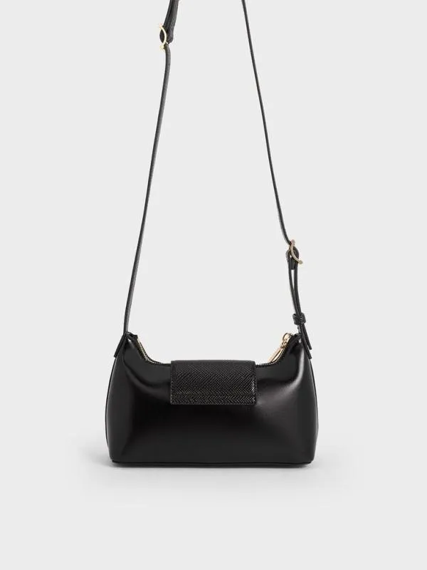 Women Arwen Belted Shoulder Bag 8211 Black CHARLES and KEITH Shoulder Bags