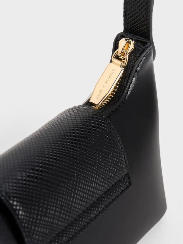 Women Arwen Belted Shoulder Bag 8211 Black CHARLES and KEITH Shoulder Bags