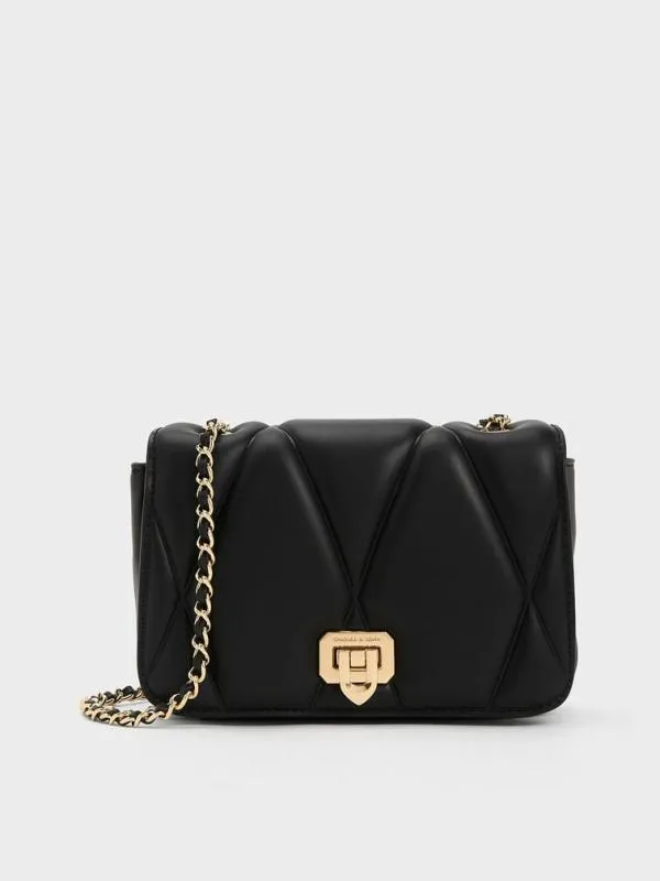 Women Arwen Quilted Shoulder Bag 8211 Black CHARLES and KEITH Shoulder Bags