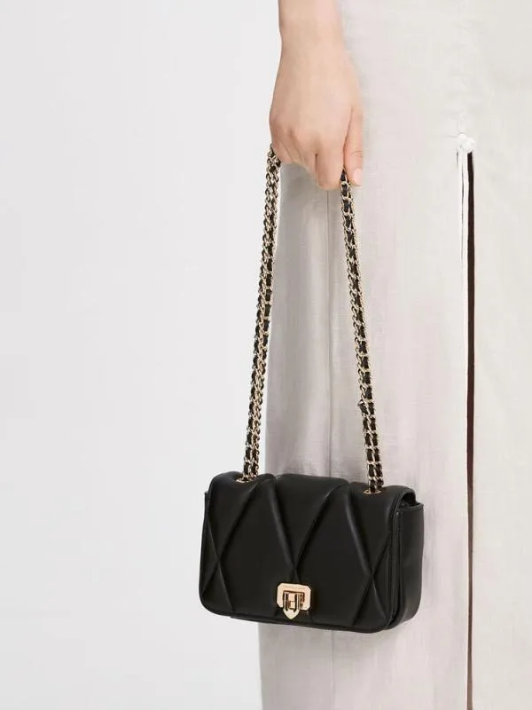 Women Arwen Quilted Shoulder Bag 8211 Black CHARLES and KEITH Shoulder Bags