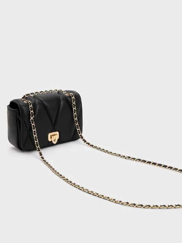 Women Arwen Quilted Shoulder Bag 8211 Black CHARLES and KEITH Shoulder Bags