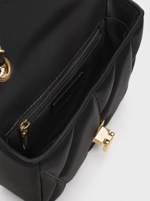 Women Arwen Quilted Shoulder Bag 8211 Black CHARLES and KEITH Shoulder Bags