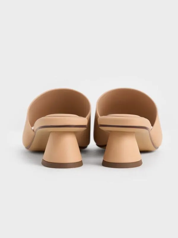 Women Asymmetric SquareToe ToeRing Sandals 8211 Nude CHARLES and KEITH Heels