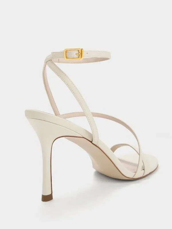 Women Asymmetric Strappy Heeled Sandals 8211 Chalk CHARLES and KEITH Heels