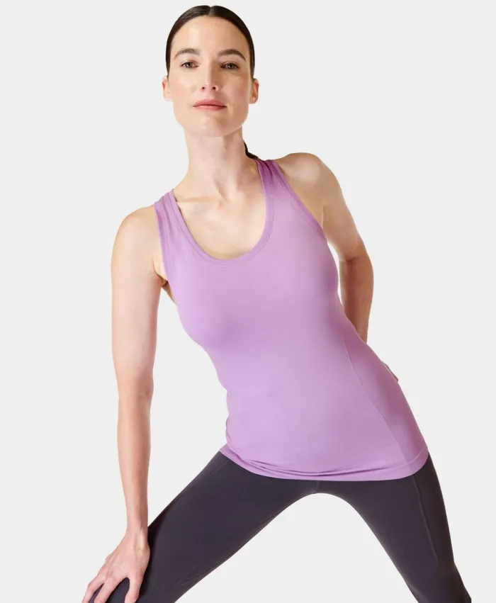 Women Athlete Seamless Gym Vest Lily Purple Sweaty Betty Vest Tops