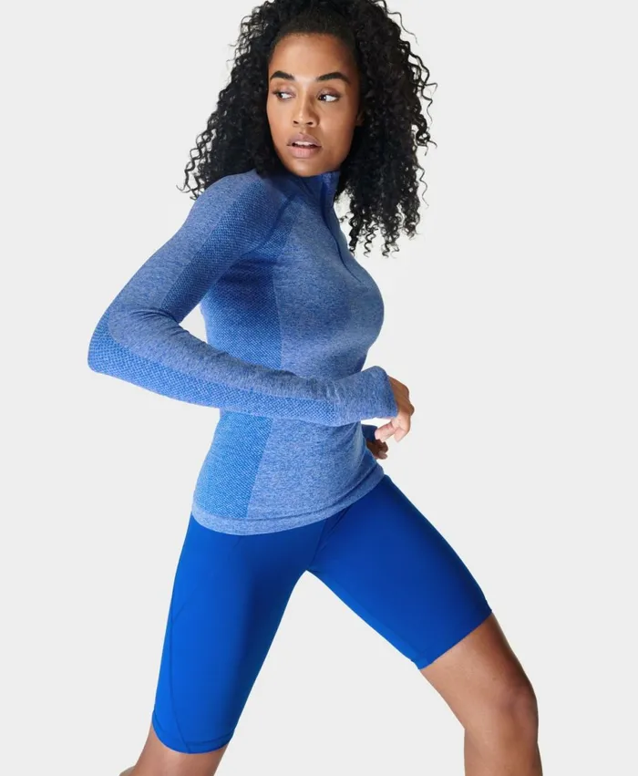 Women Athlete Seamless Half Zip Long Sleeve Top Lightning Blue Sweaty Betty Long Sleeve Tops Women Athlete Seamless Half Zip Long Sleeve Top Lightning Blue Sweaty Betty Long Sleeve Tops