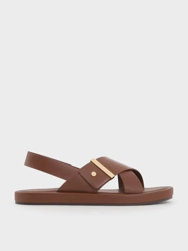 Women Audra CrossoverStrap Slingback Sandals 8211 Dark Brown CHARLES and KEITH Sandals Women Audra CrossoverStrap Slingback Sandals 8211 Dark Brown CHARLES and KEITH Sandals