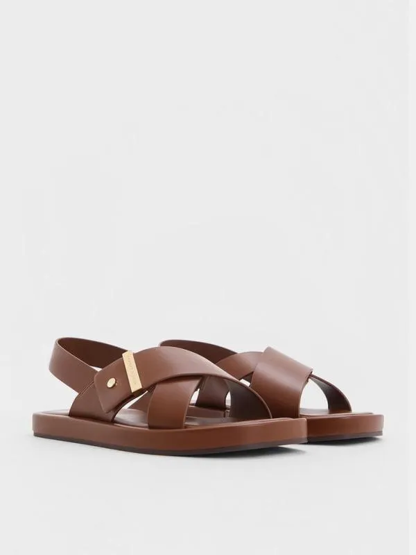 Women Audra CrossoverStrap Slingback Sandals 8211 Dark Brown CHARLES and KEITH Sandals