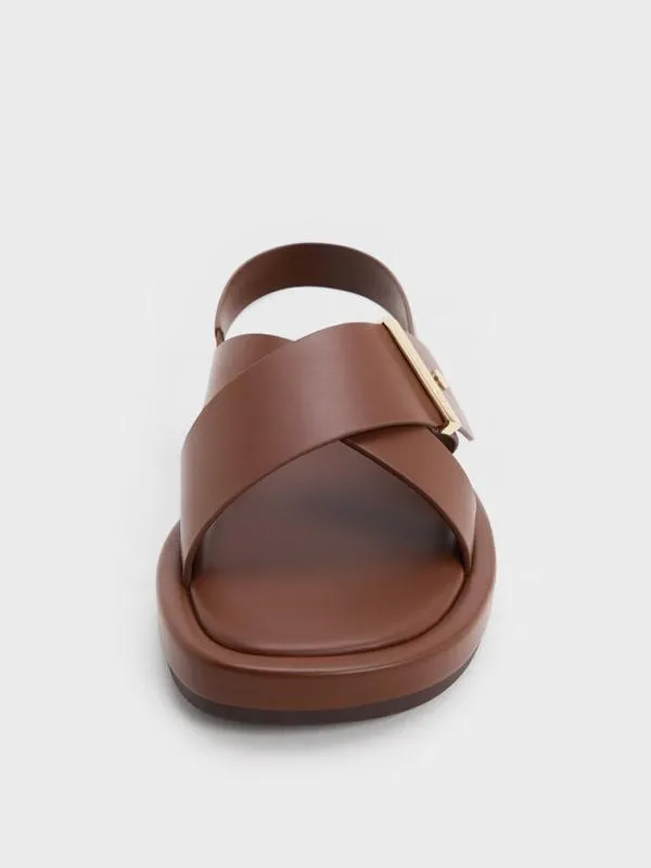 Women Audra CrossoverStrap Slingback Sandals 8211 Dark Brown CHARLES and KEITH Sandals