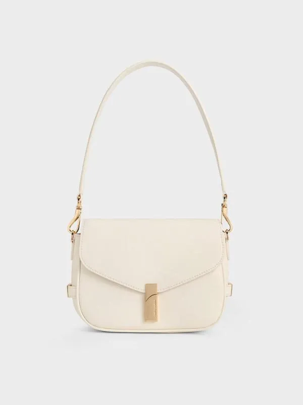 Women Aurelia MetallicAccent Saddle Bag 8211 Cream CHARLES and KEITH Shoulder Bags Women Aurelia MetallicAccent Saddle Bag 8211 Cream CHARLES and KEITH Shoulder Bags