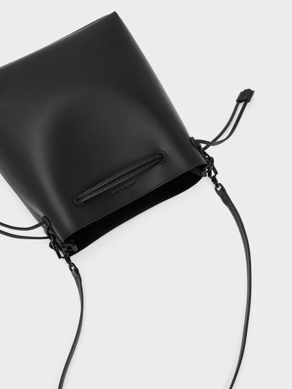 Women Bellamy Drawstring Hobo Bag 8211 Jet Black CHARLES and KEITH Hobo Bags