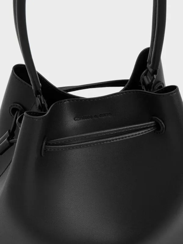 Women Bellamy Drawstring Hobo Bag 8211 Jet Black CHARLES and KEITH Hobo Bags
