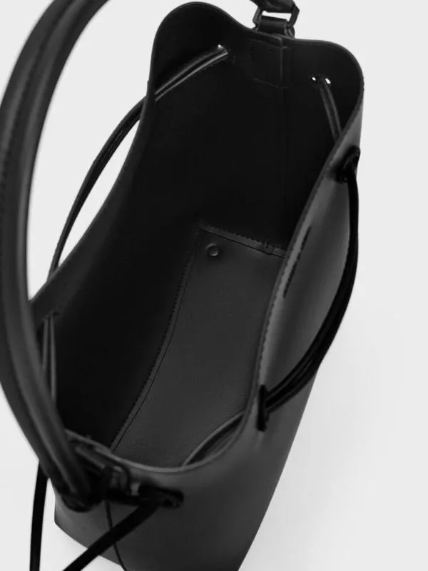 Women Bellamy Drawstring Hobo Bag 8211 Jet Black CHARLES and KEITH Hobo Bags