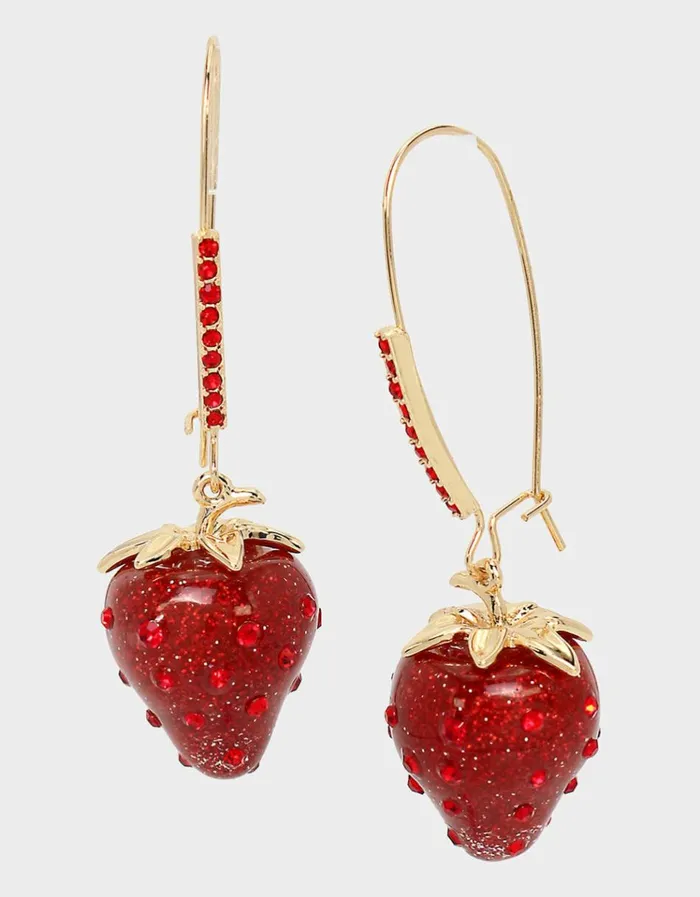 Women BETSEYS BEST HANGING STRAWBERRY EARRINGS RED Betsey Johnson