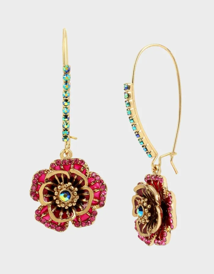 Women BETSEYS FLOWER HOOK EARRINGS MULTI Betsey Johnson