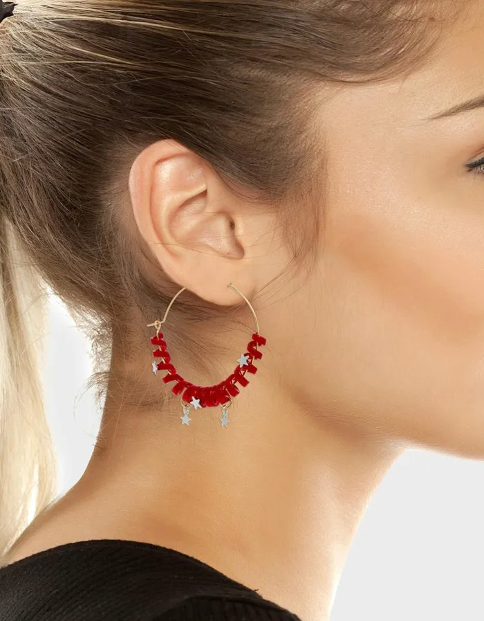 Women BETSEYS HOLIDAY COIL HOOP EARRINGS RED Red Betsey Johnson Women BETSEYS HOLIDAY COIL HOOP EARRINGS RED Red Betsey Johnson