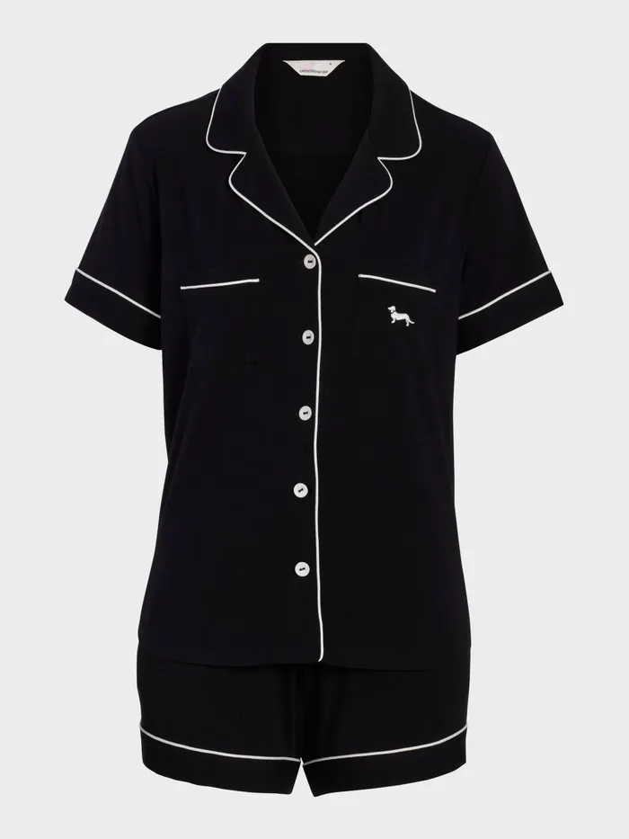 Women Black Bamboo Shortie Pj Set Black Peter Alexander Sets and Onesies