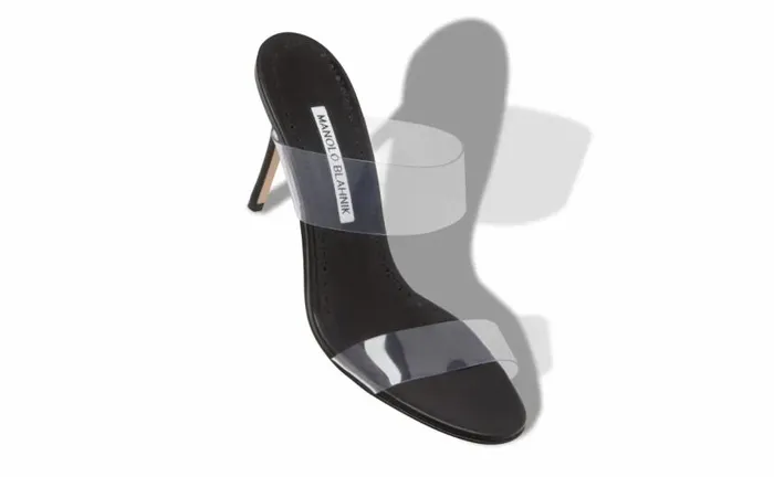 Women Black ECO PVC Open Toe Mules Manolo Blahnik Mules