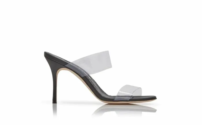 Women Black ECO PVC Open Toe Mules Manolo Blahnik Mules