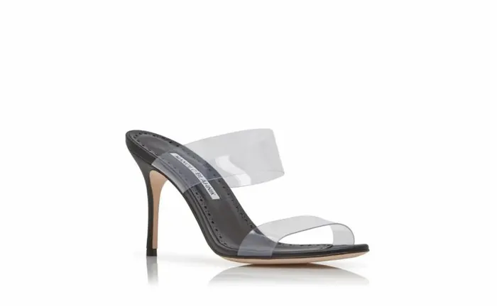 Women Black ECO PVC Open Toe Mules Manolo Blahnik Mules