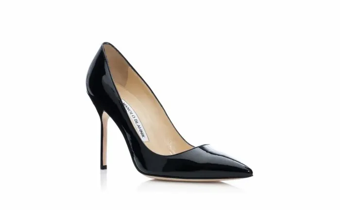 Women Black Patent Pointed Toe Pumps Manolo Blahnik Pumps