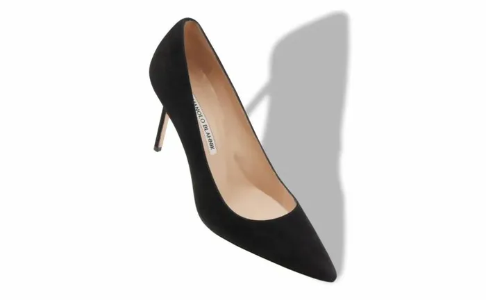 Women Black Suede Pointed Toe Pumps Manolo Blahnik Pumps