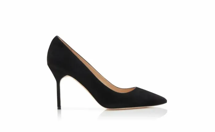 Women Black Suede Pointed Toe Pumps Manolo Blahnik Pumps