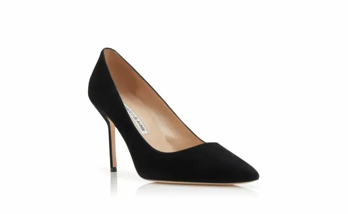 Women Black Suede Pointed Toe Pumps Manolo Blahnik Pumps