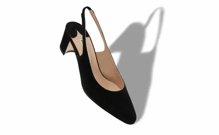 Women Black Suede Slingback Pumps Manolo Blahnik Pumps