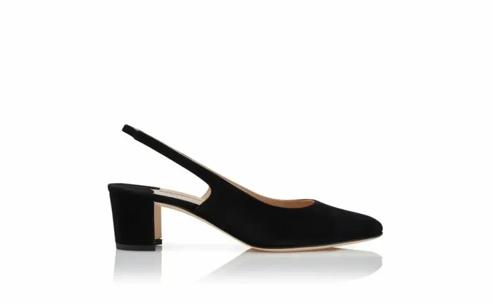 Women Black Suede Slingback Pumps Manolo Blahnik Pumps