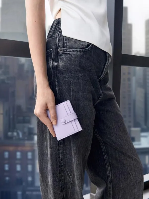 Women Bliss Snap Button Card Holder 8211 Lilac CHARLES and KEITH Card Holders