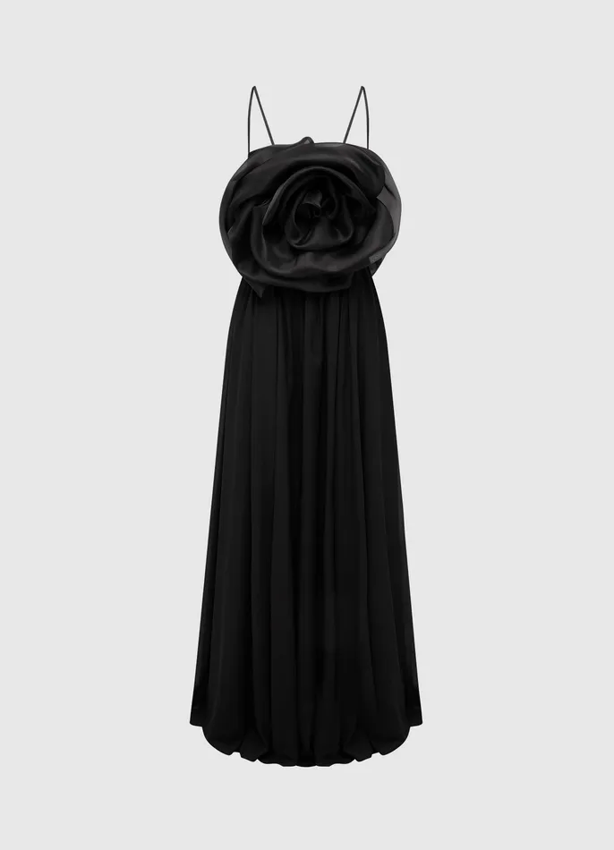 Women Bloom Rose Maxi Dress 8211 Ebony Dresses and Jumpsuits LEO LIN
