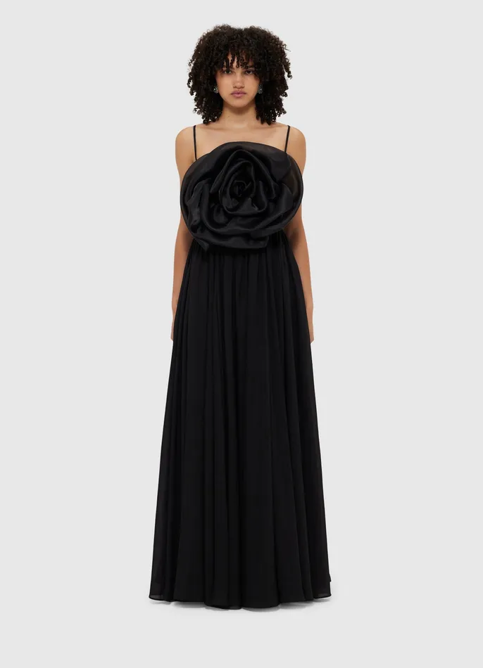 Women Bloom Rose Maxi Dress 8211 Ebony Dresses and Jumpsuits LEO LIN